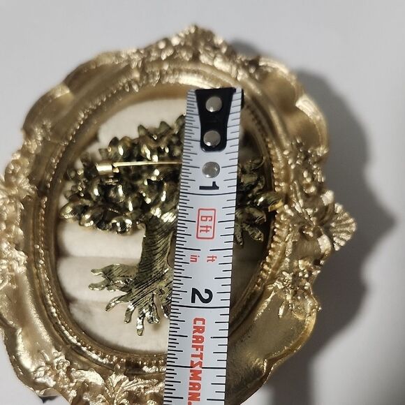 Gold Tree Brooch with Green and Blue Accents - Picture 4 of 4